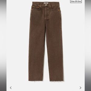 RE/DONE 70S ULTRA HIGH RISE STOVE PIPE WASHED CHOCOLATE STRAIGHT LEG JEAN: 28